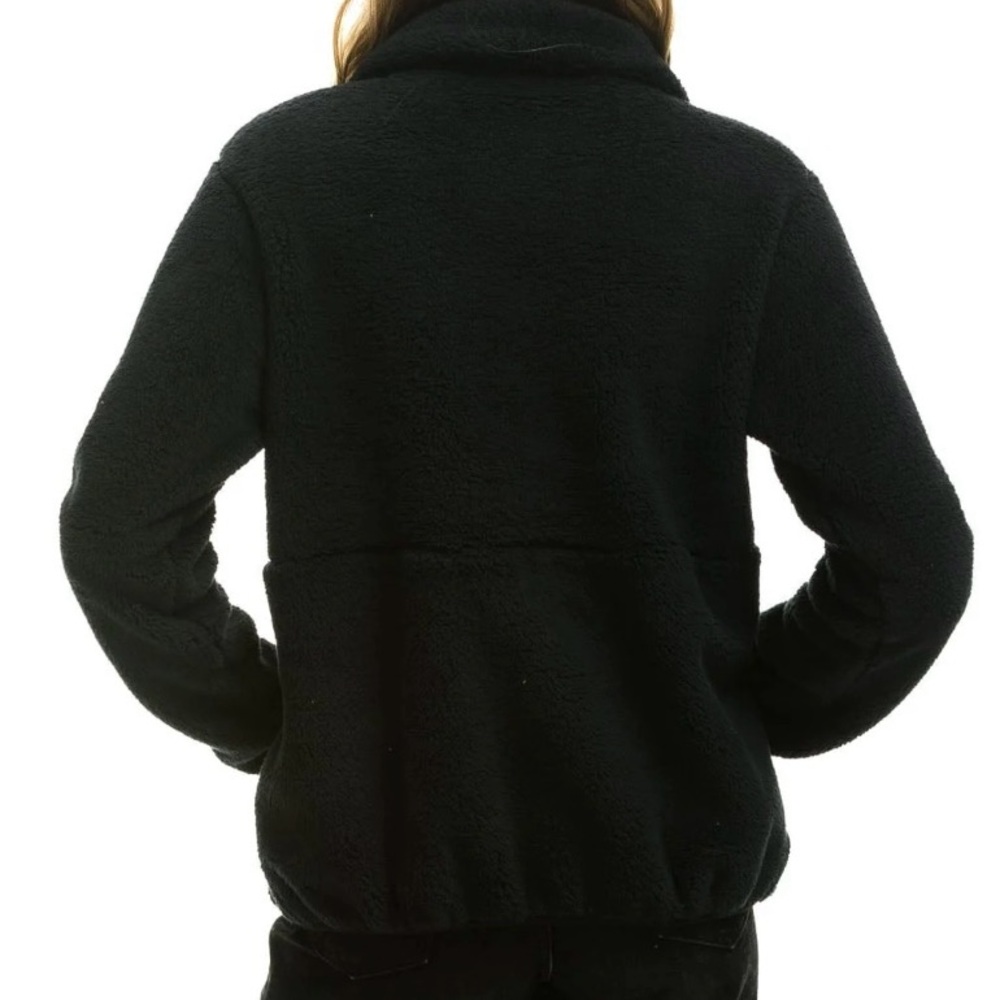 AVIATOR NATION- TEDDY UNISEX HALF ZIP JACKET - BLACK-S - Picture 6 of 6
